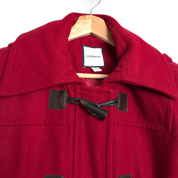 Croft & Barrow Red Wool Blend Hooded Toggle Button Short Pea Coat Women's M - Picture 5 of 12